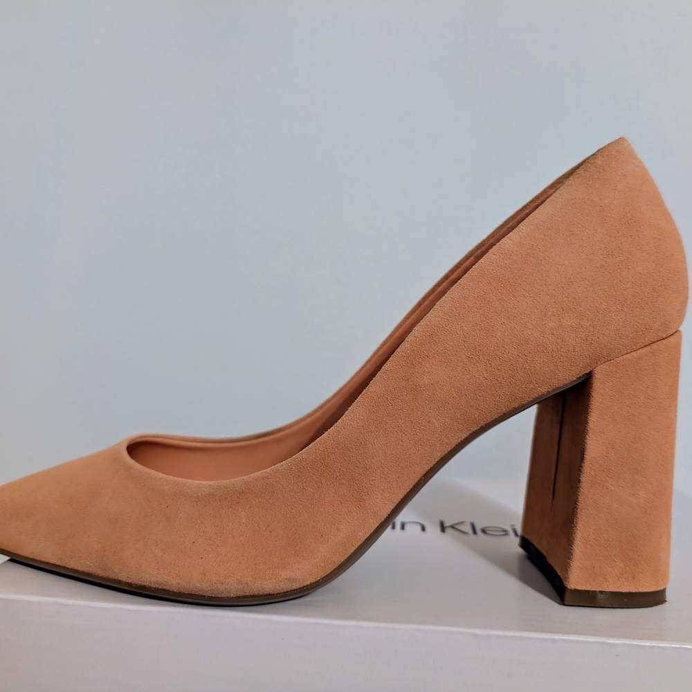 Calvin Klein Suede Block Heel Pumps